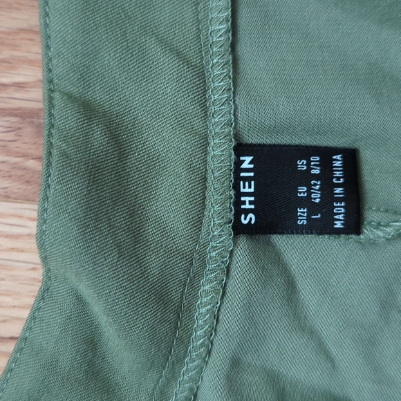SHEIN.  Women's Wide Legged Linen Pants. Olive Green Size 8/10 - Picture 4 of 11